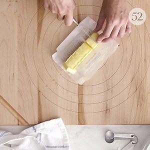 Coming soon to your counter: this pastry board with perks aplenty. Designed by bakers, it’s got a built-in holder for your rolling pin, plus a lip on the edge that keeps it in place. Oh, and see all those guides? They’re giving your ruler the day off, with circles for the most common pie sizes and handy measures on two sides. Shop for yours here: https://f52.co/3664UTy | Food52