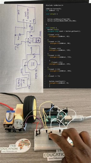DC Motor Speed Control gradually using Power Transistor TIP120, PushButton, Arduino & Gear Motor | Upload Ideas with Itamar