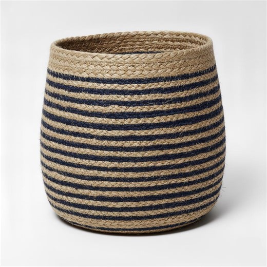 Handmade Jute Storage Basket: Eco-friendly Striped Organizer - Etsy