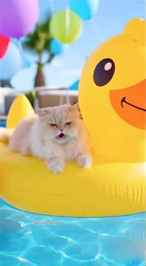 The Cats' Pool Party: Duck, Balloon, & Fun!😂