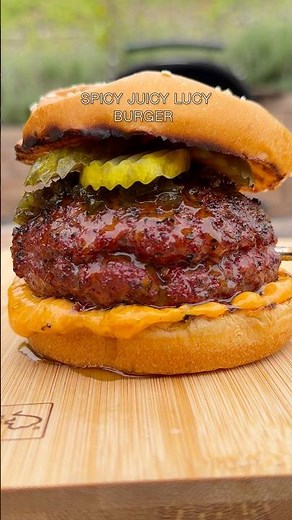 Spicy juicy Lucy burgers cooked to perfection with my @M‪@MEATER‬