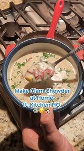 Let’s make 2026 the year of home-cooked meals 🏡⏲️ Try Chef Shahir’s clam chowder recipe & savor every spoonful 🍲🥄 Tap the 🔗 to upgrade your cooking with Kitchen HQ>> https://bit.ly/4qauoYy Ingredients: 8 slices bacon (diced), 2 tbsp olive oil, 1/2 white onion (finely diced), 3 celery stalks (finely diced), 3 cloves garlic (finely minced), 1 lb littleneck clams, 1/2 cup white wine, 2 tbsp butter, 2 tbsp AP flour, 4 cups chicken stock (divided), 1 lb red skin potatoes (diced), 1 1/2 cups froze