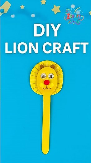 🦁 Easy DIY Lion Craft for Kids | Fun Popsicle Stick Animal Project #diy #craft #craftyfun #kids