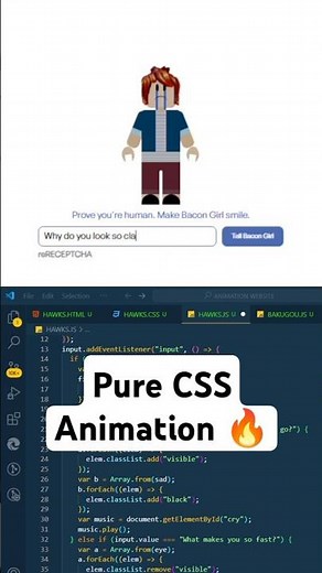 Roblox Bacon Girl CAPTCHA CSS Animation