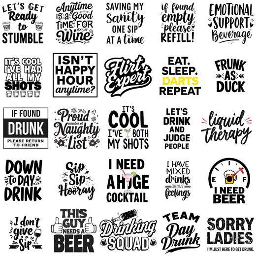 Funny Drinking Quotes PNG Bundle | Bar Humor Graphics (digital Download) - Etsy