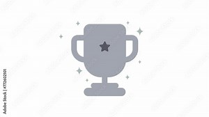 Footage video animation of trophy gold, silver and bronze for the winner