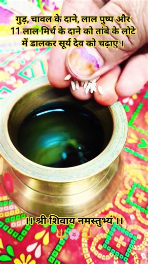 सूर्य देव को चढ़ाए गुड़,चावल के दाने, लाल पुष्प और 11 लाल मिर्च के दाने डालें।।#trendingshorts