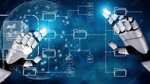 AI organizing file directory structure, streamlining folder management, arranging document paths, and automating digital hierarchy operations. Marrow