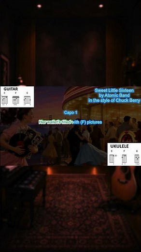 Sweet Little Sixteen play along with scrolling guitar chords and lyrics