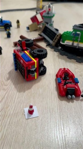 Railroad crossing tragedy. Lego train and fire truck accident 🔥🔥🔥😭😔🆘🚨Lego world top 👍 #lego