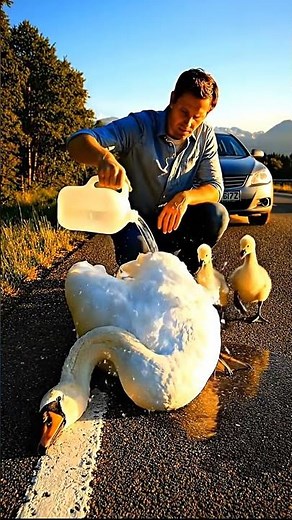 Kind Man Revives Unconscious Swan #animalrescue #kindness #wildlife