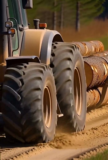 Tractors Hauling Logs on Rough Muddy Roads