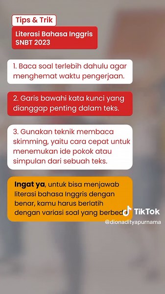 Tips & Trik Literasi Bahasa Inggris SNBT 2023