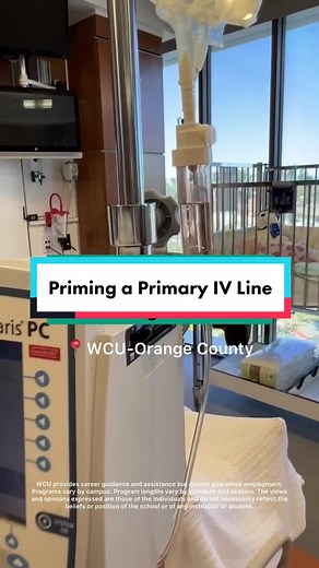 Skills lab teaches our students numerous important procedures, like priming a primary IV line. Watch as one of our WCU-OC instructors gives a demo. We’ll share how to set up a secondary IV line in Part 2! #WestCoastUniversity #WCUOrangeCounty #NursingSchool #NurseTok #NusesofTikTok #NursingStudent