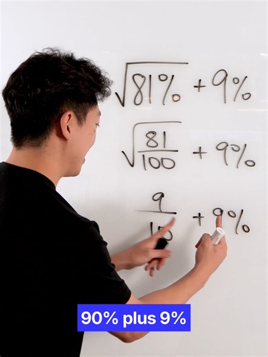 Root(81%) 9%? Remember it's PERCENTAGES! [EddieDoesMath, SAT Math, SAT Prep, SAT Math Tips, SAT Math Practice, SAT Word Problems, SAT Algebra, SAT Geometry, Math Tutor, Online Math Tutor, Math Help, Math For Beginners, Math Tips, Math Tricks, Math Problem Solving, Math Questions, Math Explained, Math Skits, Funny Math, MyEdSpace]