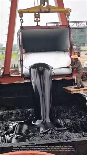 How a Shipping Container Is Tilted to Unload Thousands of Liters of Heavy Industrial Liquid #9work