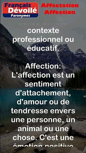 Affectation et Affection (Paronymes) #shorts