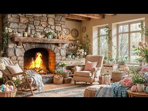 Spring Easter Fireplace Ambience | Easter Wallpaper | Easter Party Background | Spring Screensaver