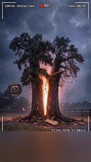 Lightening Strike on a tree 😳 Viral CCTV footage⚡#shorts #lightening