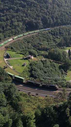 Wow This Norfolk Southern is Loud as it Slowly Rounds Horseshoe Curve. #reels #railway #trains #amazing #drone | Eric’s Train Yard