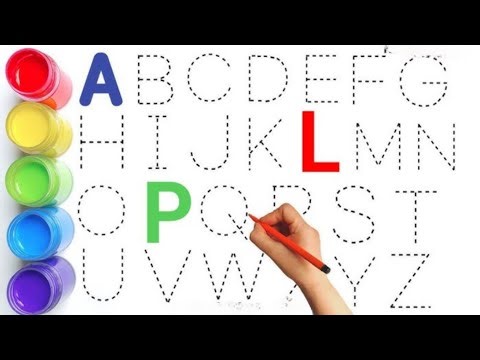 Alphabet, ABC song, abcd, a to z, Kids rhymes, collection for writing along dotted lines for toddler