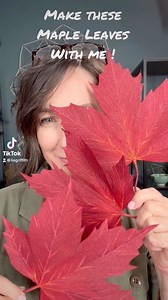 Lia Griffith | handcraft your life on Instagram: "Paper leaves are something we love to make every season. 🍁🍂You can find the full tutorial and FREE template on our YouTube channel @liagriffith! #fallhomedecor #fall #falldecor #paperleaves #crepepapercrafts #madewithlia"