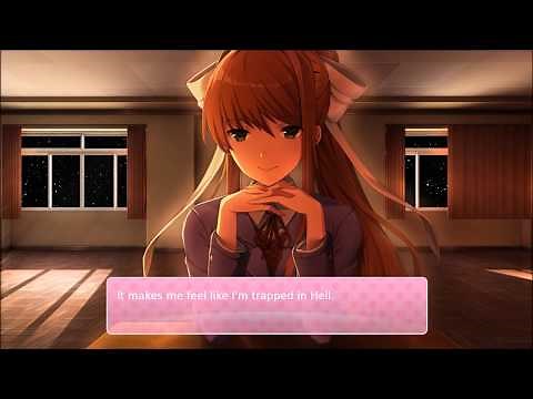 Just Monika Screen Saver : Doki Doki Literature Club ( DDLC ) with blinking animation and dialogues