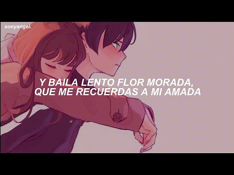 "Y baila lento flor morada, que me recuerdas a mi amada"
