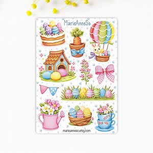 Easter Spring Stickers – Sheet of Easter Eggs, Flowers and Chick Stickers – Stickers for Planners, Scrapbooks, Journals - Etsy