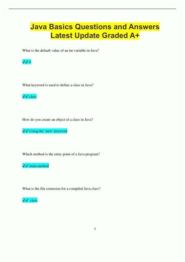 Java Basics Questions and Answers Latest Update Graded A965