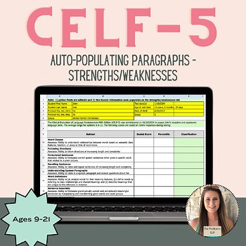 CELF-5 Auto-populating Paragraphs - Strengths/Weaknesses (9-21 years old)