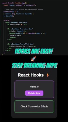 Master React Hooks: useState & useEffect ⚡️ #coding #frontend #react