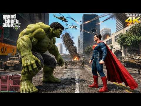 GTA 5 - Hulk vs Superman Insane Battle [4K 60FPS]