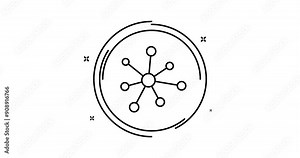 Mind map animated outline icon on white background. Mind map rotation appearance 4k motion design animation for web, mobile and ui design