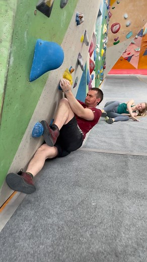 So much effort to get such little progress. 🫨 Our team has been using the new blues to practice their try hard! Can we interest you in giving these sit starts a go? #routesetting #bouldering #climbing @scarpa_uk @rab.equipment @frictionlabs @organicclimbing | The Climbing Works