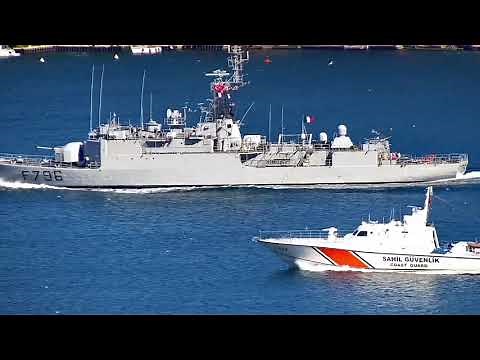 French Navy D’Estienne d’Orves-class aviso Commandant Birot F796 transits Istanbul towards Black Sea