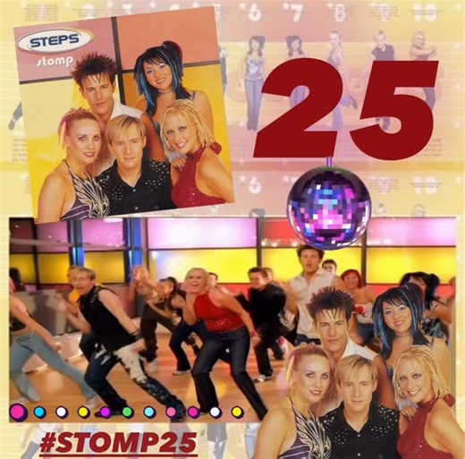 🪩 STOMP is 25! 🪩 Stomp is a lively Eurodisco track released on 16 October 2000. It was the lead single from @officialsteps third studio album, Buzz, and quickly became a fan favourite thanks to its infectious energy and dancefloor-ready vibe. The song was released under the Jive and Ebul labels. Musically, Stomp incorporates a modified orchestral riff from Chic’s 1978 disco classic Everybody Dance. Although Bernard Edwards and Nile Rodgers weren’t initially credited for the sample, their names