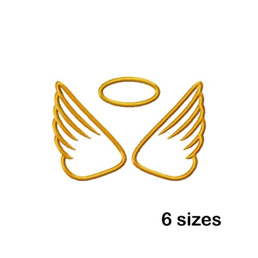 Angel Wings and Halo Machine Embroidery Design, Minimal Outline Design, Instant Download - Etsy