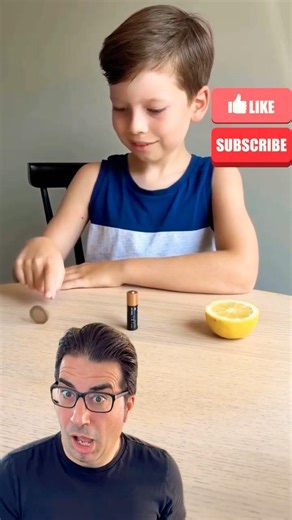 🔋🍋 Battery + Lemon + Coin… What Happens Next Is Crazy!#shorts #scienceexperiment