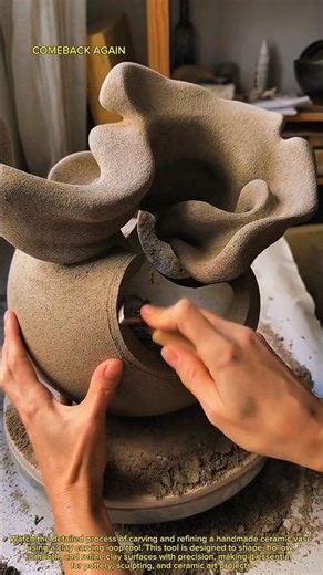Satisfying Clay Sculpting Process | Handmade Modern Ceramic Vase Carving Art