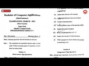 BCA 3RD SEM OBJECT ORIENTED PROGRAMMING USING CPP BCA N MAR 2021 | CSJMU