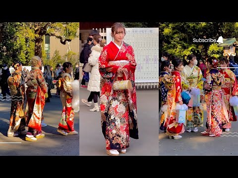 4k hdr japan walk| January 9, 2023 coming-of-age ceremony, Beautiful Japanese girls wearing kimonos