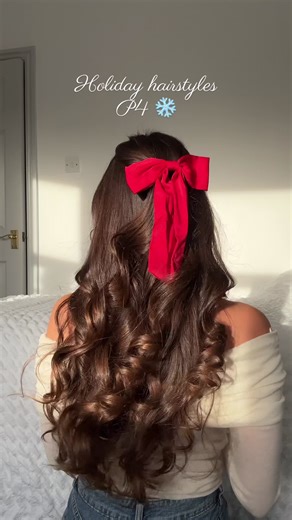 Holiday hair 🎀#hairstyletutorial #hairtok #easyhairstyles #holidayhair #hairinspo