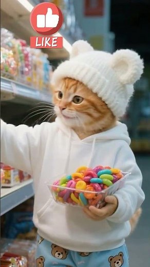 Ginger Kitten Meets a Ghost at Convenience Store 👻, How Mama Cat Solves It 🐾💕 #animation #aicat #cat