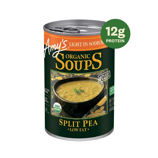 Amy’s Soup, Organic Light in Sodium Split Pea Soup, Made With Organic Vegetables, Canned Soup, 14.1 Oz