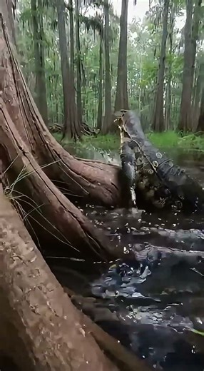 Giant Monitor Lizard Launches From Swamp Water — Cat Slips and Splashes While Escaping!