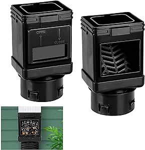 Downspout Filter, Downspout Leaf Filter, Gutter Downspout Guard, Downspout Screen Filters, Leaf Removers（2PCS） (Black)