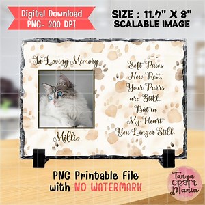 Cat Memorial PNG Sublimation Template: Paw Prints Slate Design (digital Download) - Etsy