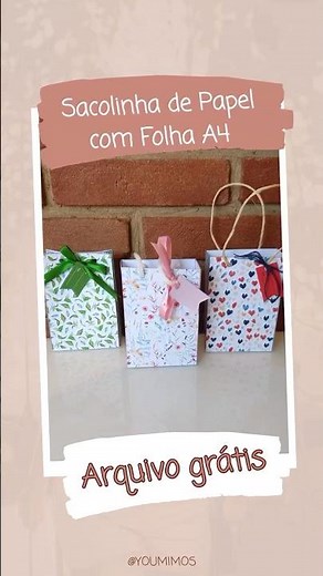 Sacolinha de Papel com Folha A4 | DIY Molde Gratuito #youmimos #sacolinha #sacolapersonalizada