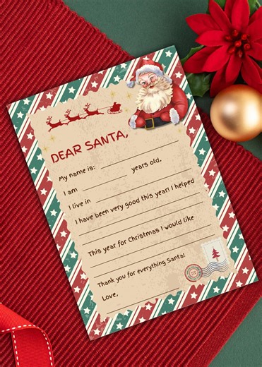 Dear Santa Letter Printable | Kids Christmas Wish List | Editable Template | Instant Download - Etsy